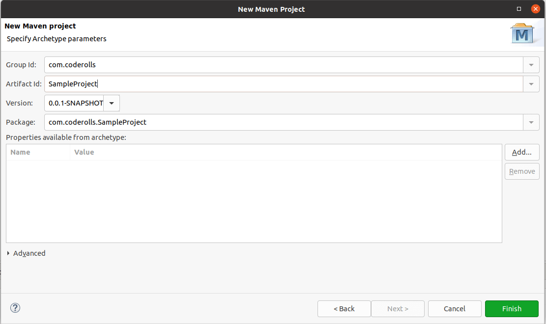 Add Group Id and Artifact Id for the Project